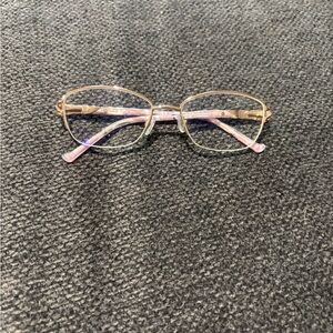 Marchon Tres Jolie Accessories Gold and Pink Glasses Pink and Purple Rhinestone